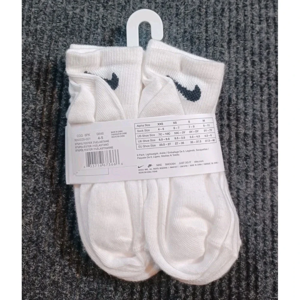 Nike Dri-FIT Kids Cushioned Ankle Socks‎ 6-Pack White - Boys XXS (7C-10C)